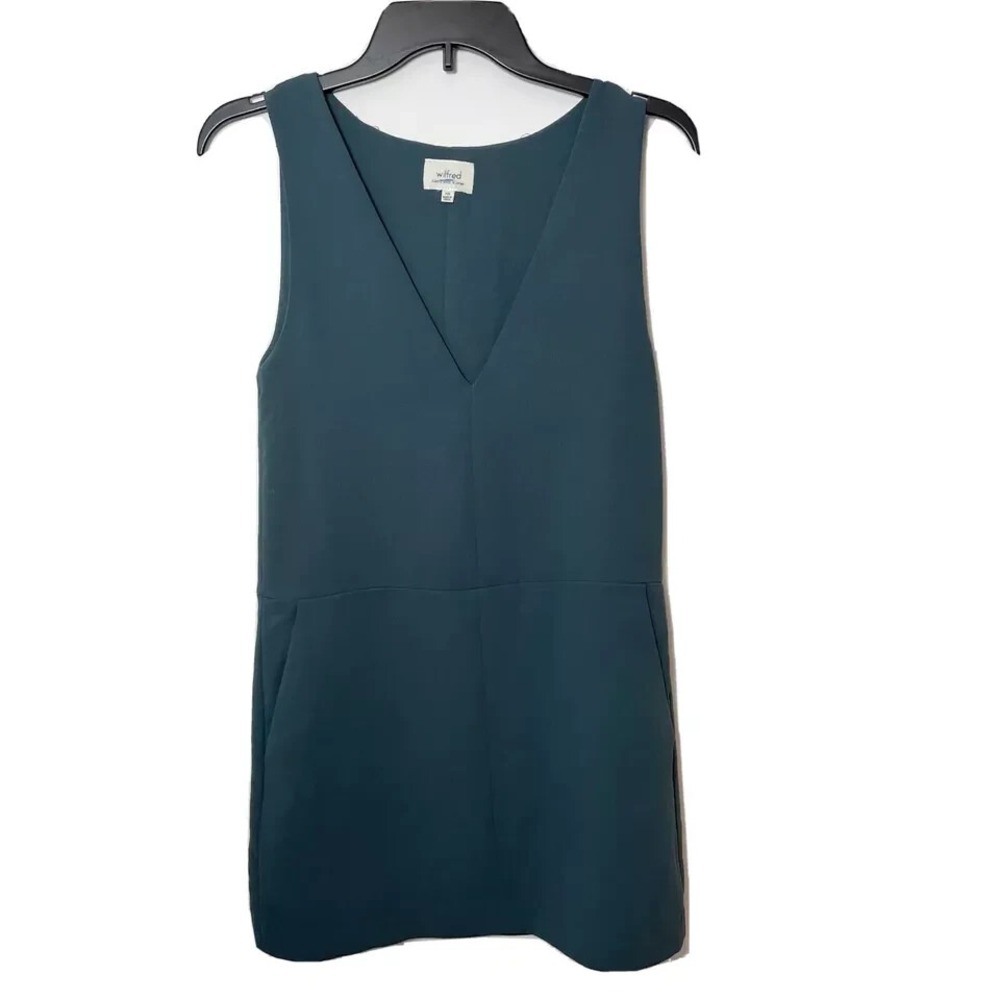 Wilfred Sleeveless V-neck Tank Tunic Blouse Womens Size 2XS‎ Navy Blue Pockets